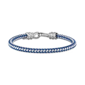 Esquire Blue and White Corded Bracelet with Stainless Steel Clasp, 8.50"
