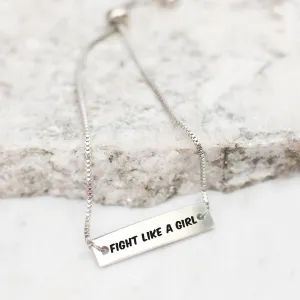 Fight like a Girl Silver Bar Adjustable Bracelet