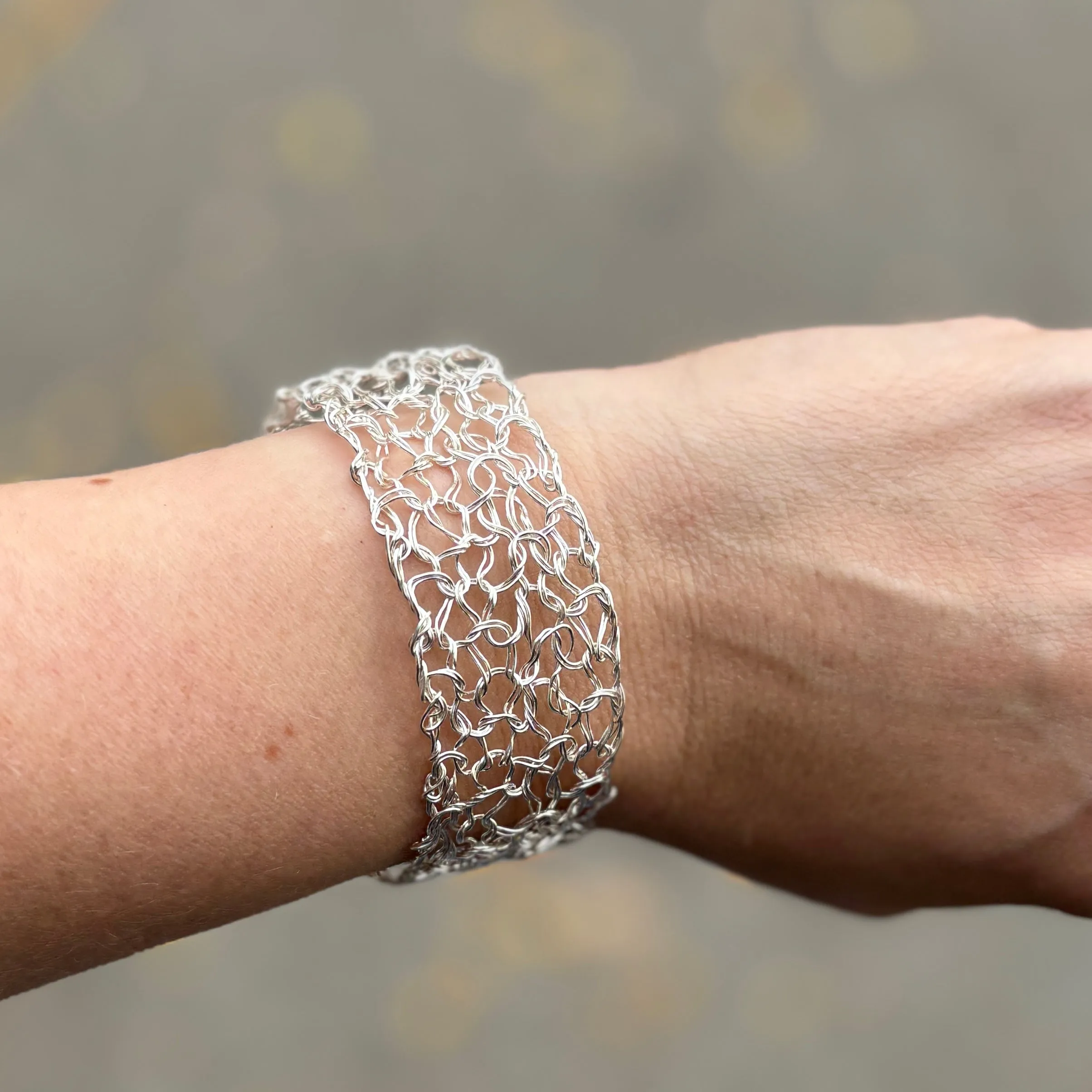 Fine Silver Bangle Bracelet by MetaLace Jewelry