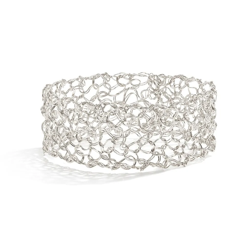 Fine Silver Bangle Bracelet by MetaLace Jewelry