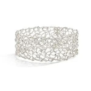 Fine Silver Bangle Bracelet by MetaLace Jewelry