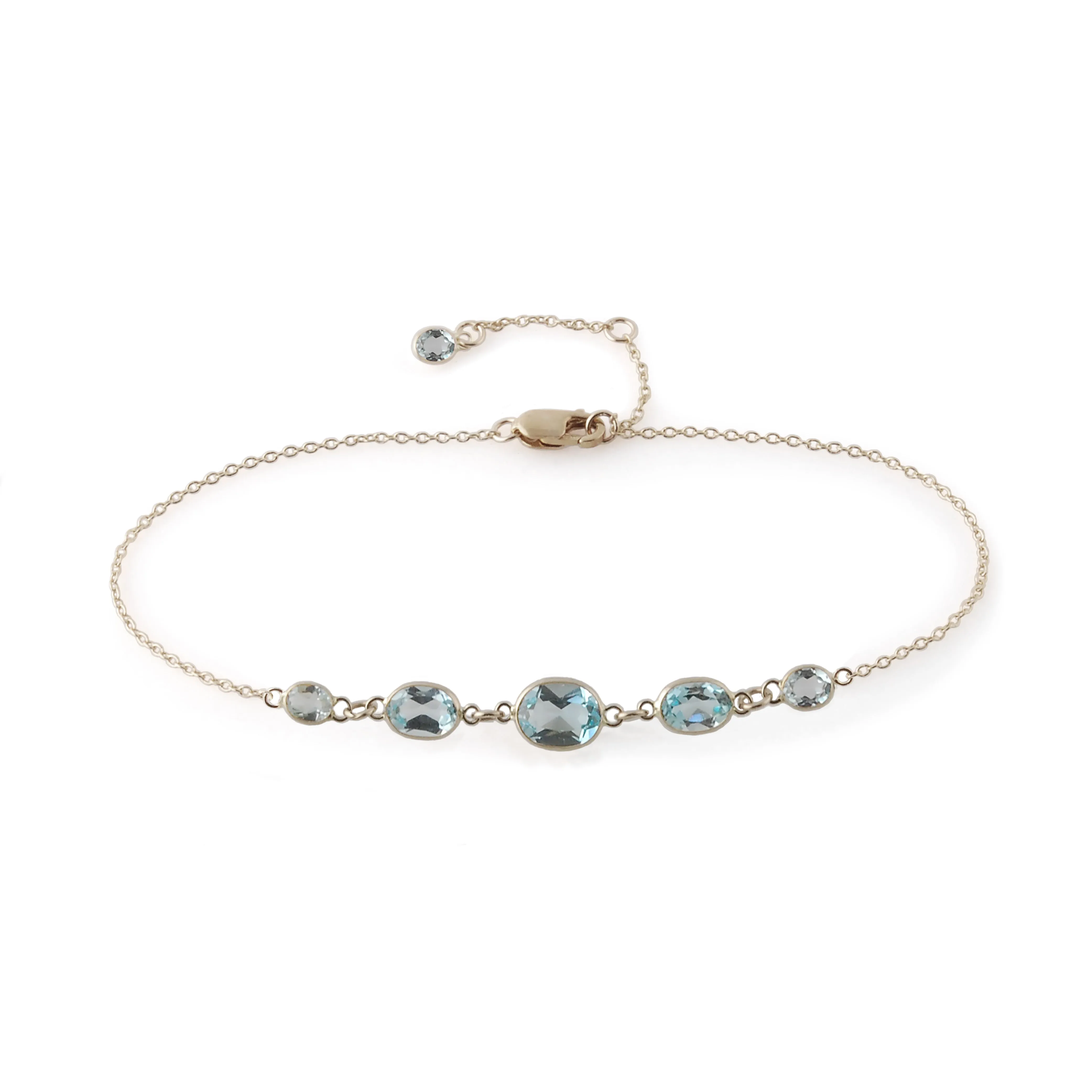Five Stone Bezel Set Blue Topaz Bracelet