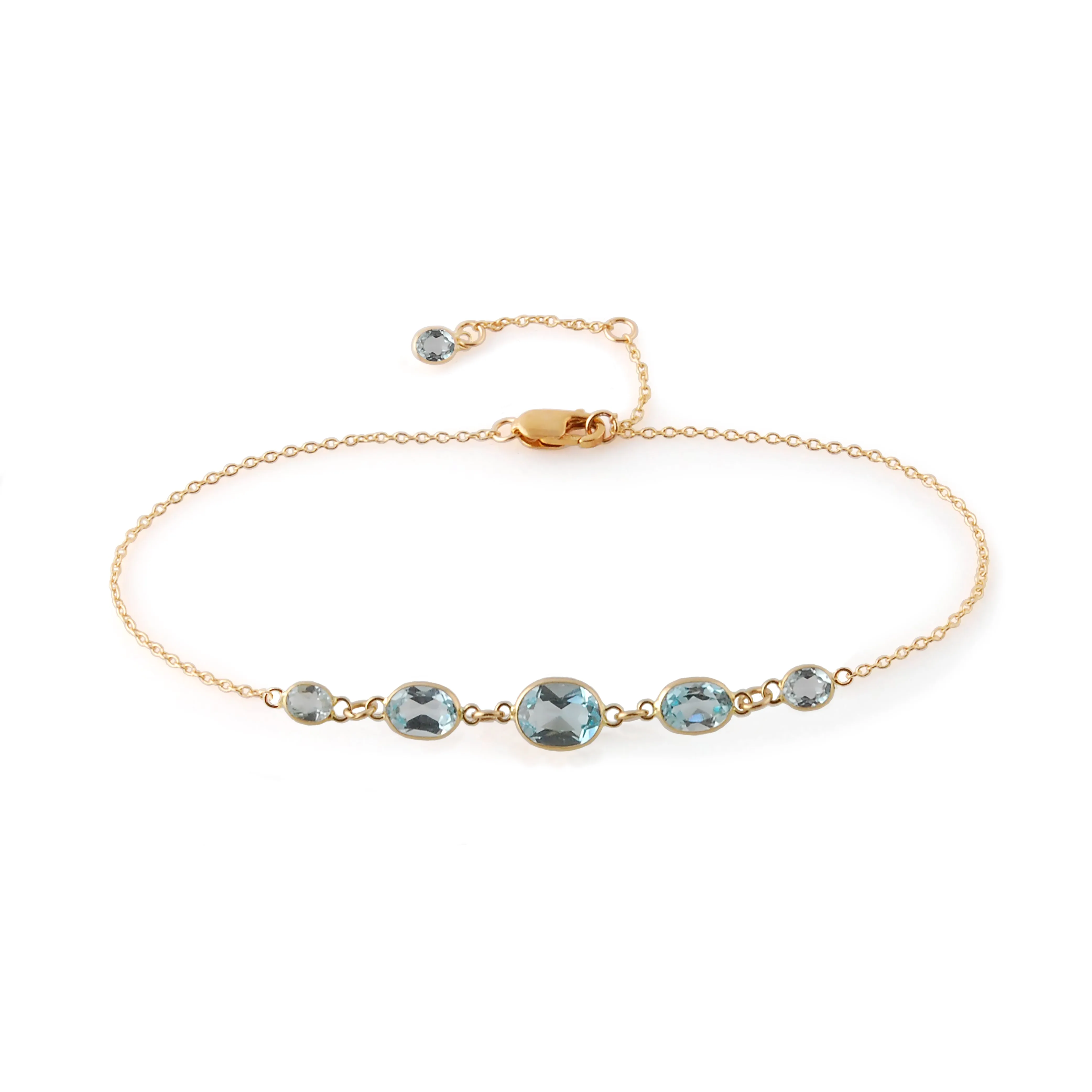 Five Stone Bezel Set Blue Topaz Bracelet