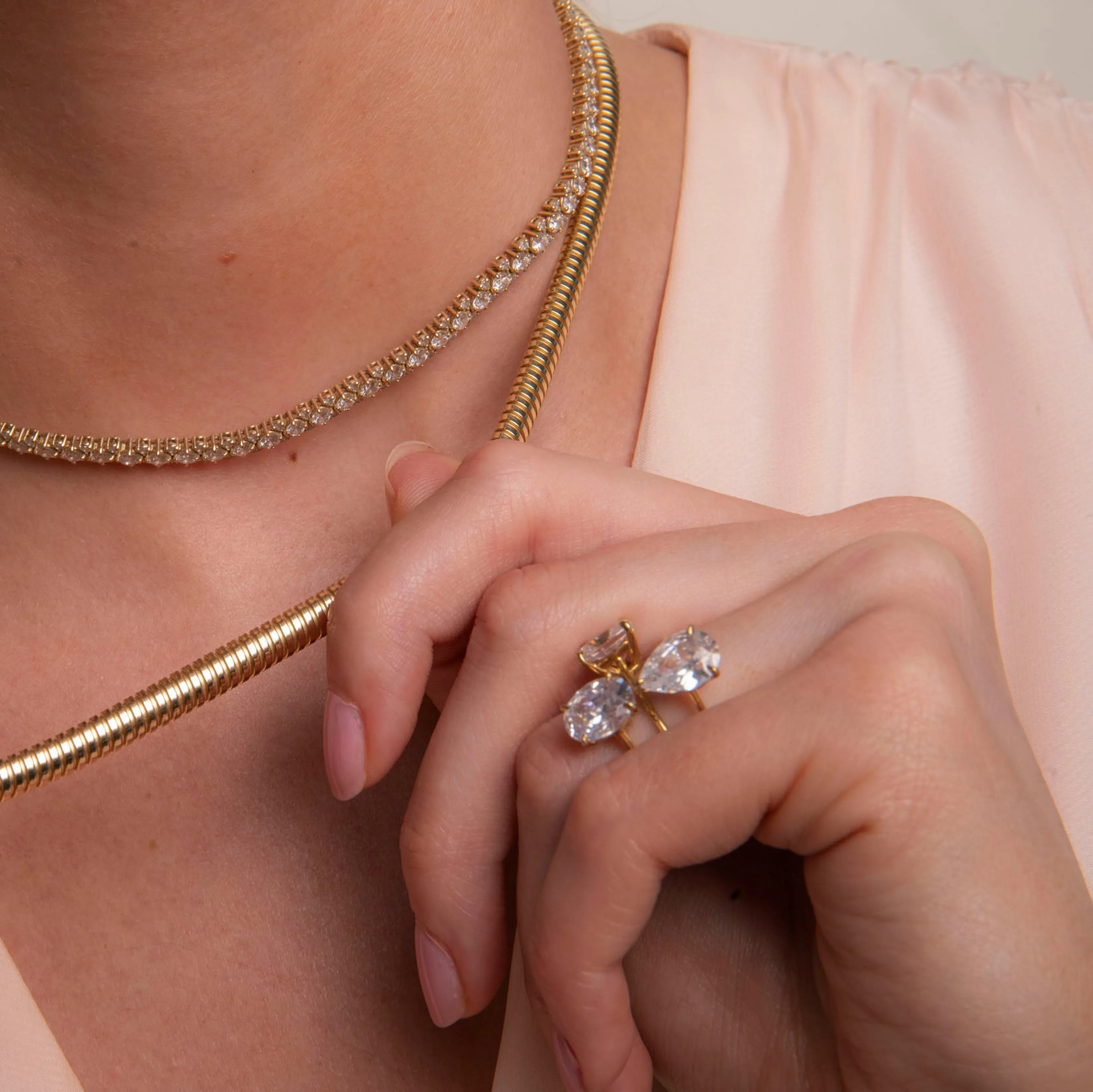 Floating Pear Engagement Ring