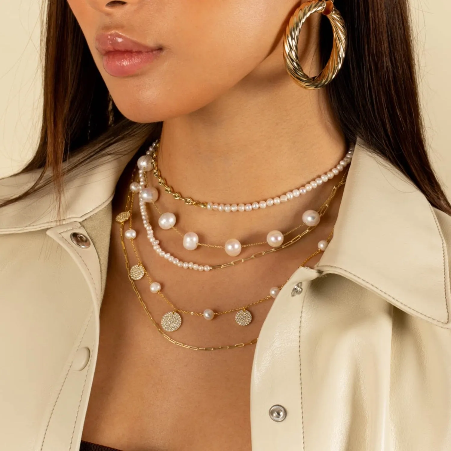 Floating Pearl Chain Necklace