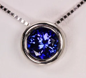 Floating Round Tanzanite Necklace 1.73 Carat VBV Color
