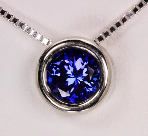 Floating Round Tanzanite Necklace 1.73 Carat VBV Color
