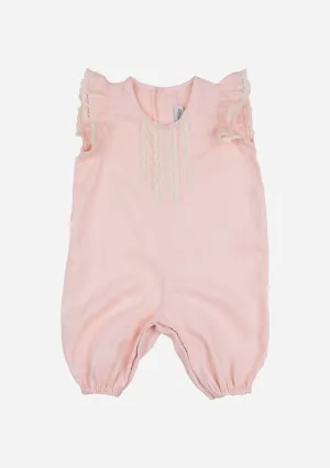 Flutter Sleeve Lace Overall, Peach