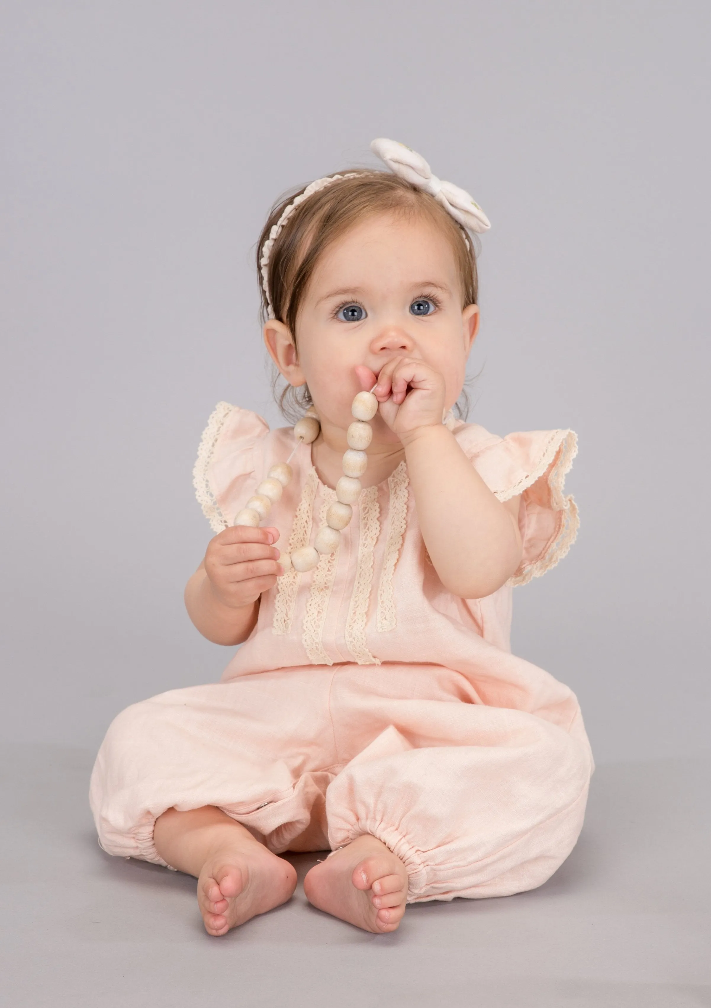 Flutter Sleeve Lace Overall, Peach