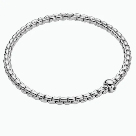 Fope Eka 18k White Gold Flex'It Black Diamond Bracelet - Extra-Large