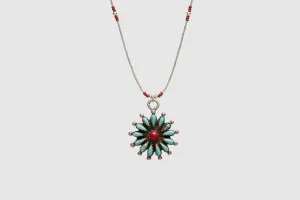 Foundwell Collection Silver Bead Necklace with Vintage Turquoise Pendant