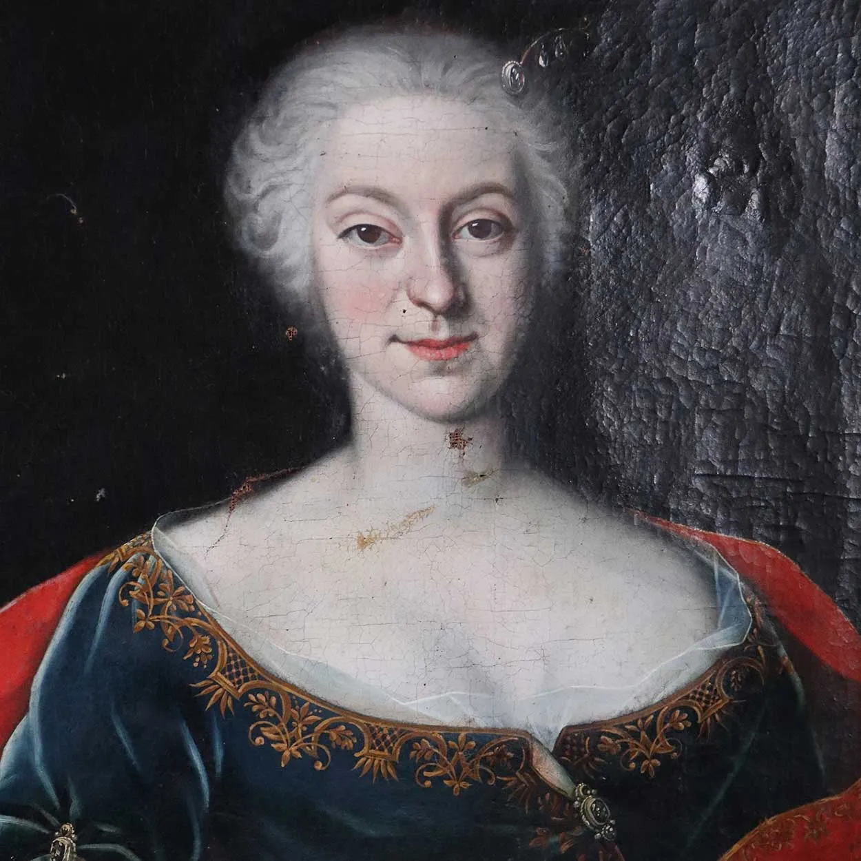 French School Baroque Oil on Canvas Painting, Portrait of a Noble Lady