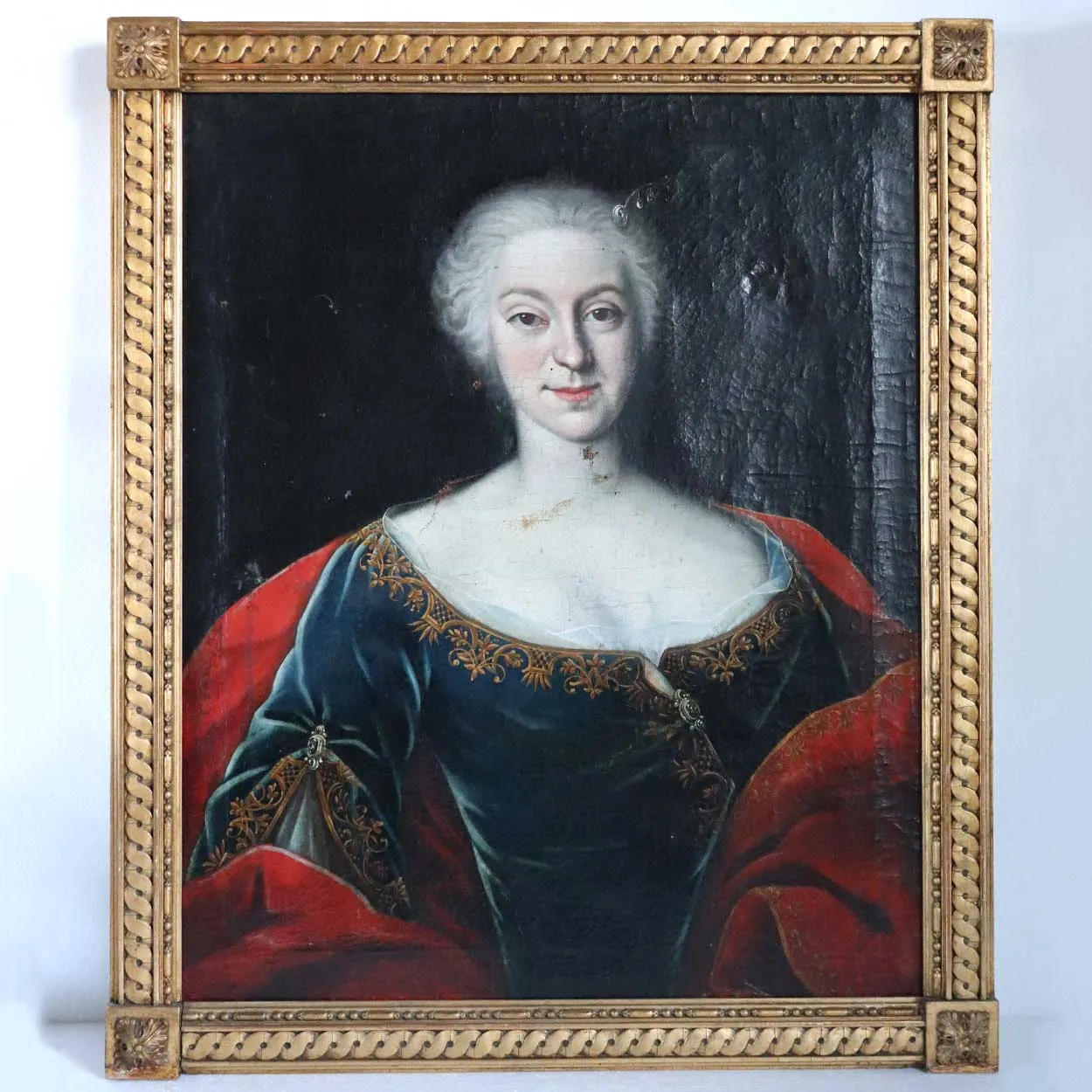 French School Baroque Oil on Canvas Painting, Portrait of a Noble Lady
