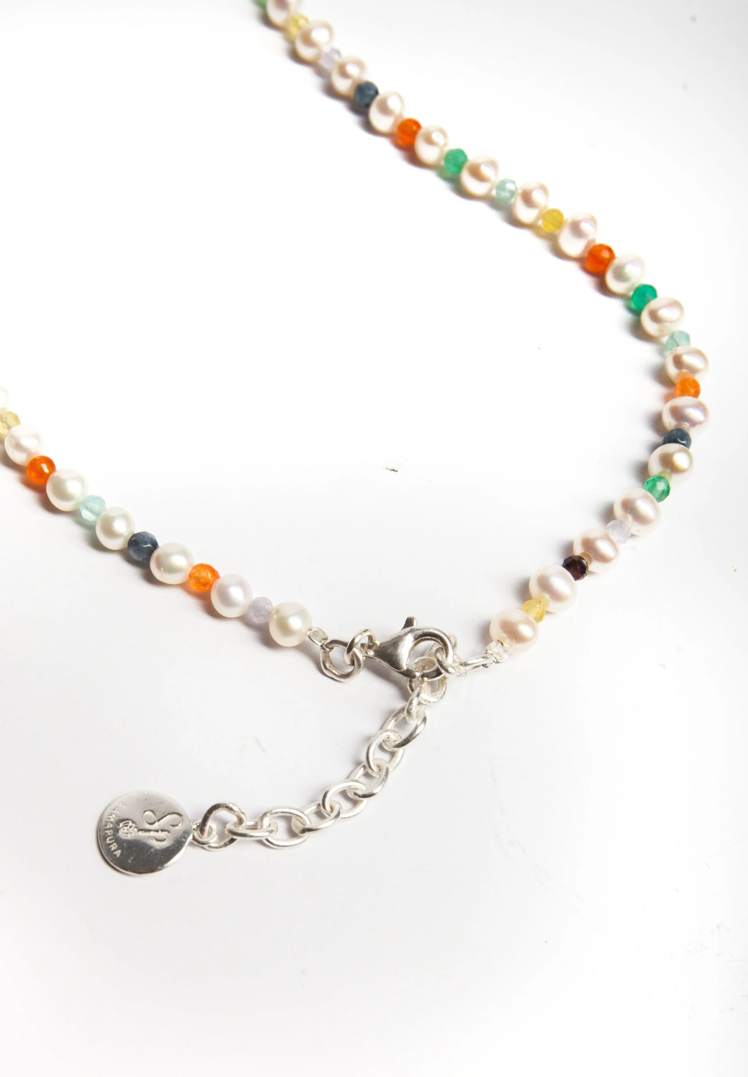 Fresh Water Pearl & Gemstone Necklace | Silver