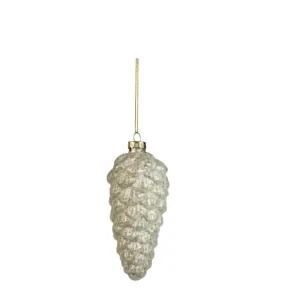 Frosted Silver Pinecone Ornament