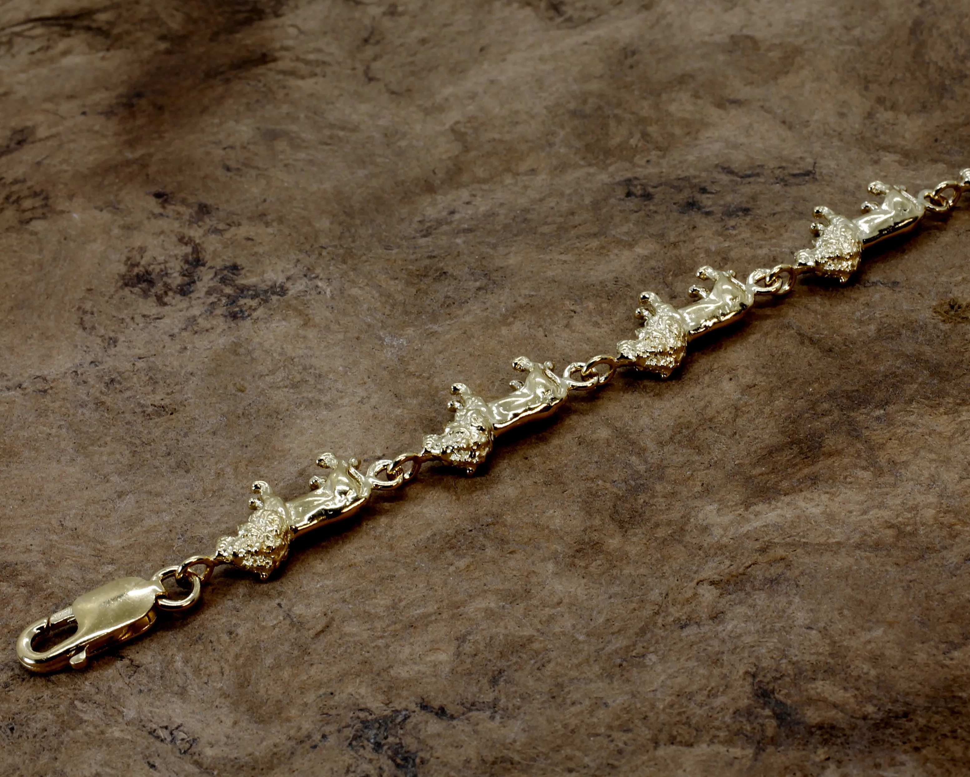 Full Body Lion Link Bracelet in 14kt Gold Vermeil With 7 Lions
