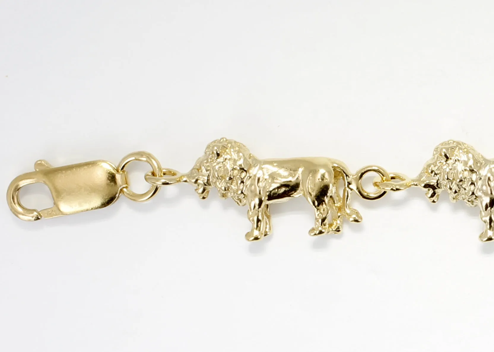 Full Body Lion Link Bracelet in 14kt Gold Vermeil With 7 Lions