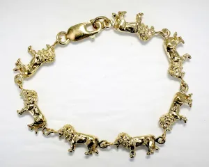 Full Body Lion Link Bracelet in 14kt Gold Vermeil With 7 Lions