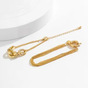 Geometric Layering Gold Silver Tone Curb Chain Bracelet Set