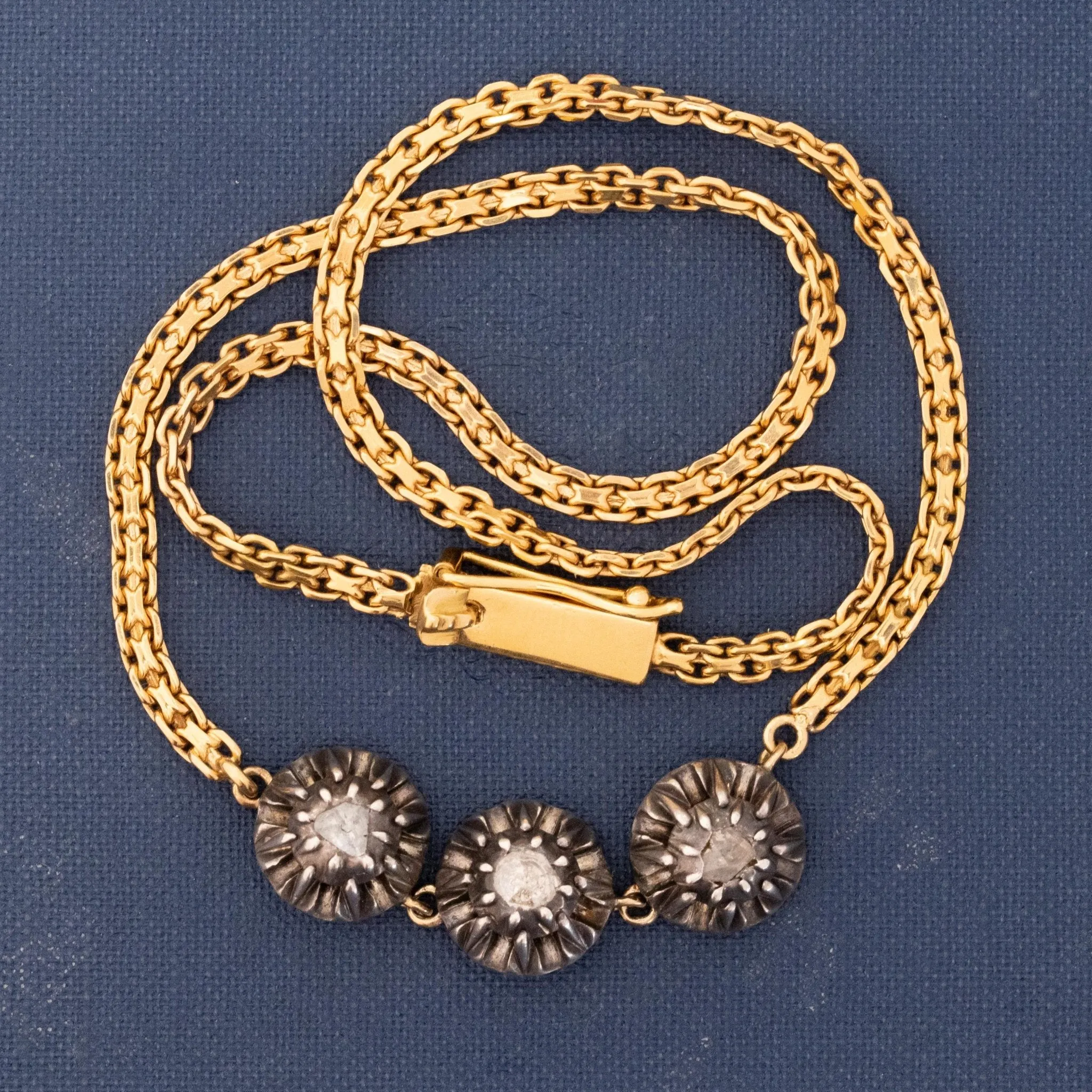Georgian French Diamond Collet Necklace
