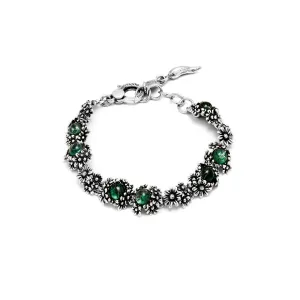 Giovanni Raspini Margherite Bracelet Garden 19cm Argento Agata Verde and Quartz 11206