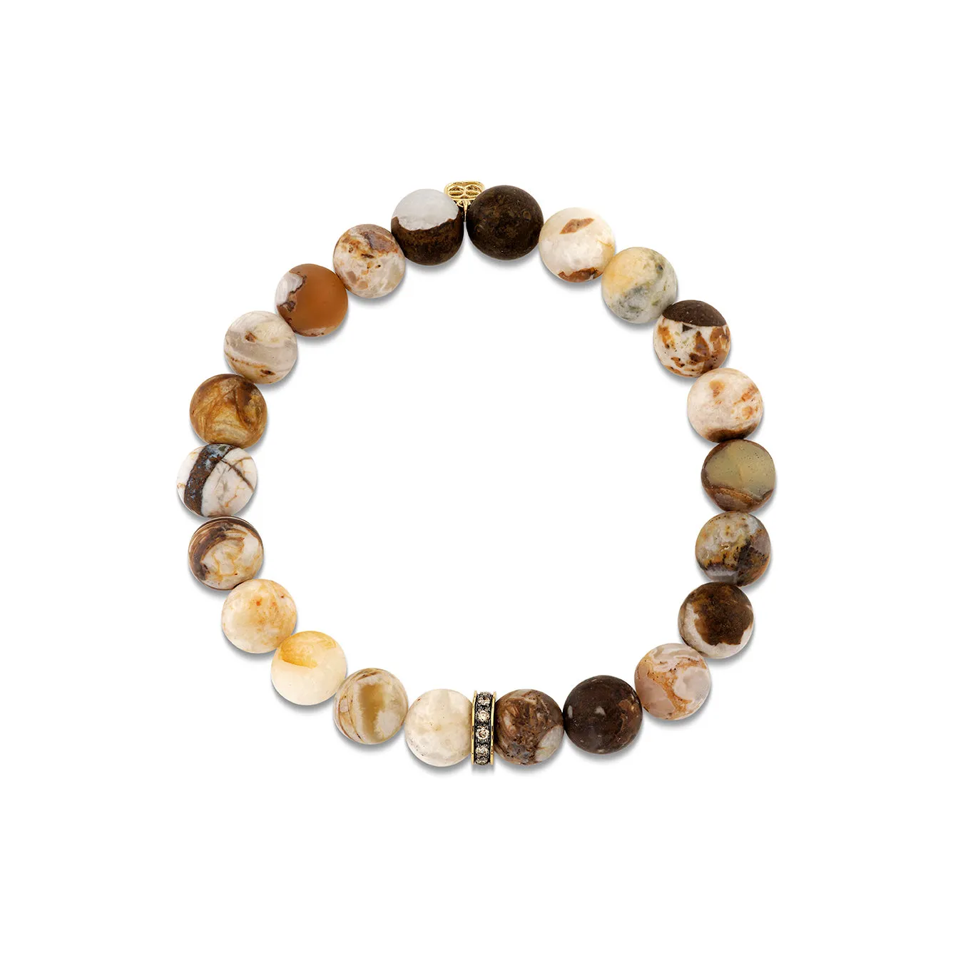 Gold & Brown Diamond Eternity Rondelle on Opal