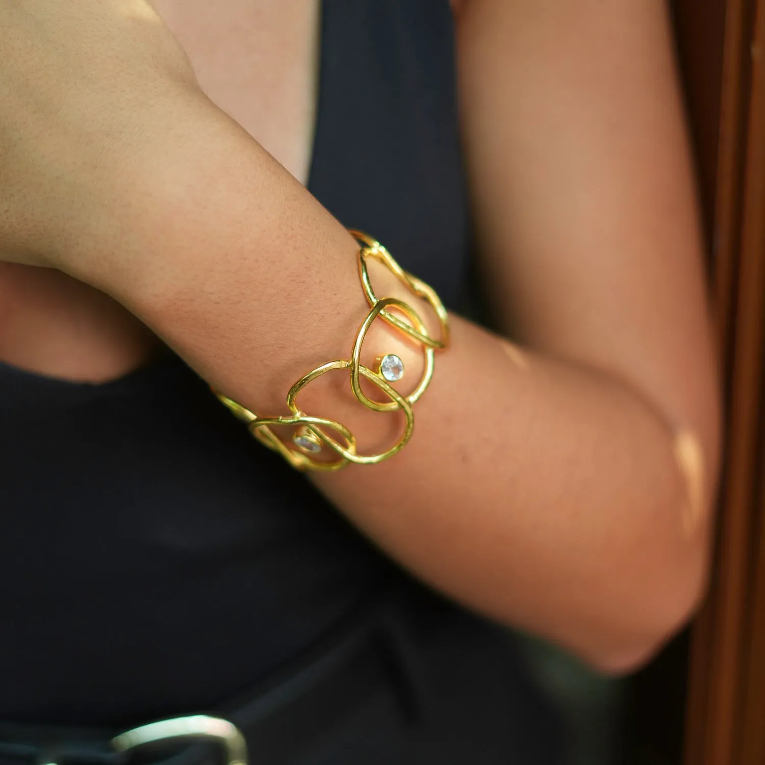 Gold & Diamond Chunky Cuff Bracelet