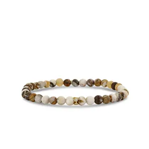 Gold & Diamond Eternity Rondelle on Wooden Opal