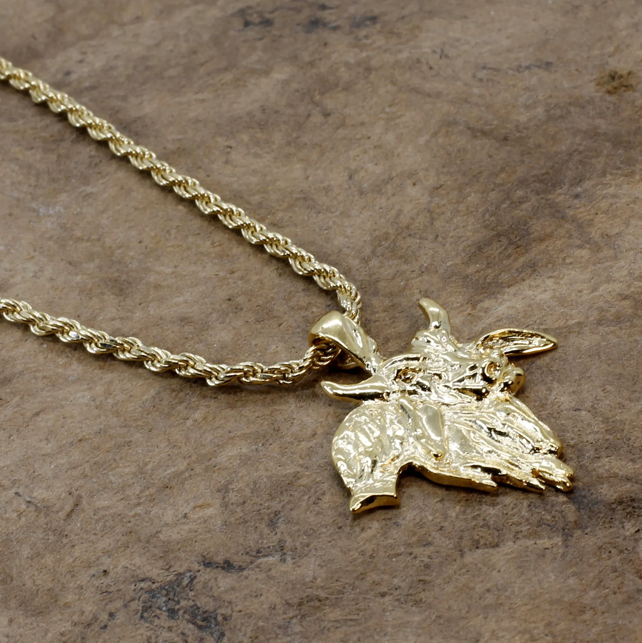 Gold Brahman Bull Necklace for him in 14kt Gold Vermeil