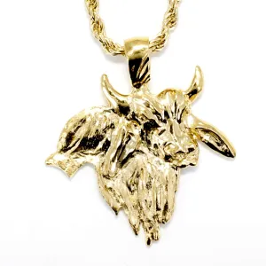 Gold Brahman Bull Necklace for him in 14kt Gold Vermeil