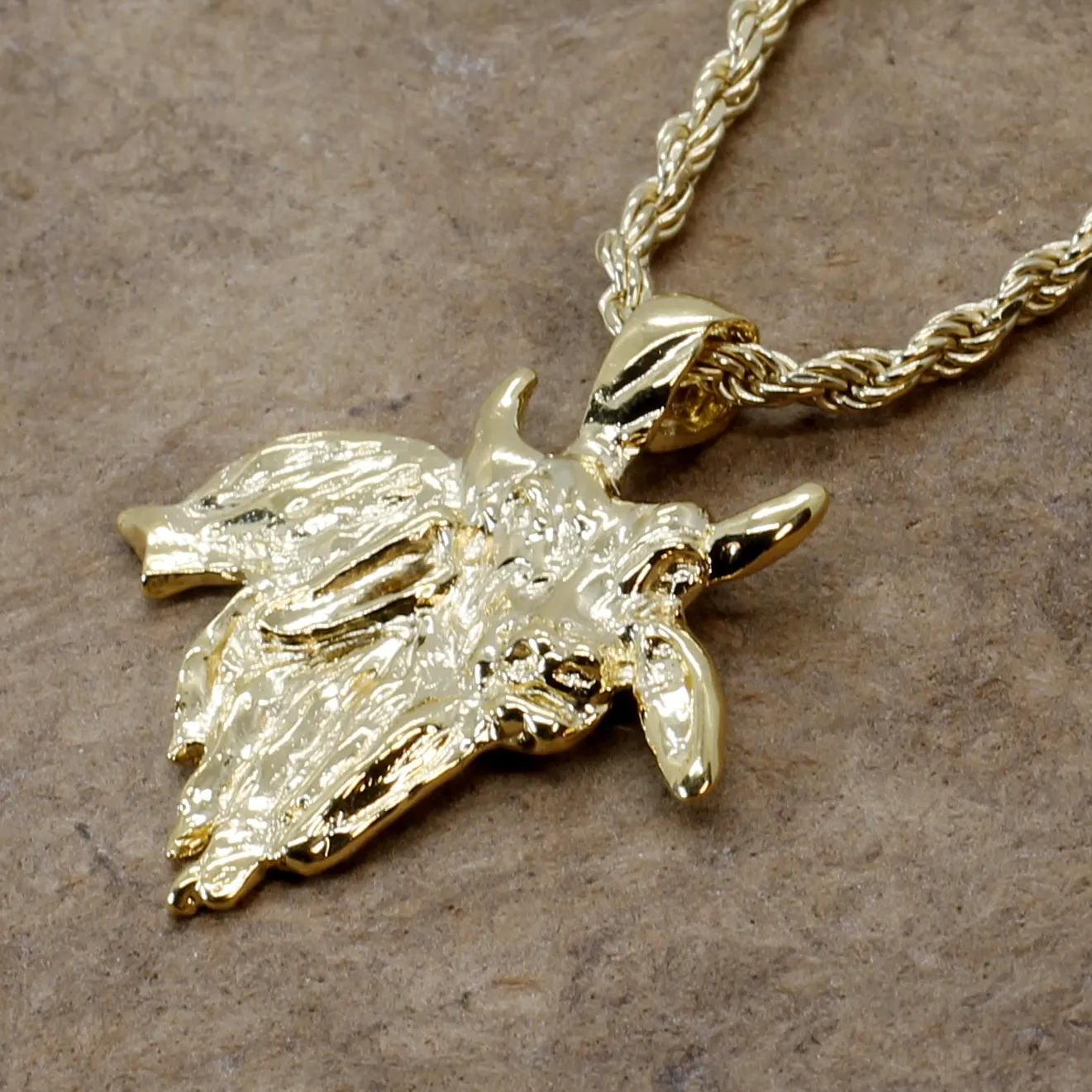 Gold Brahman Bull Necklace for him in 14kt Gold Vermeil