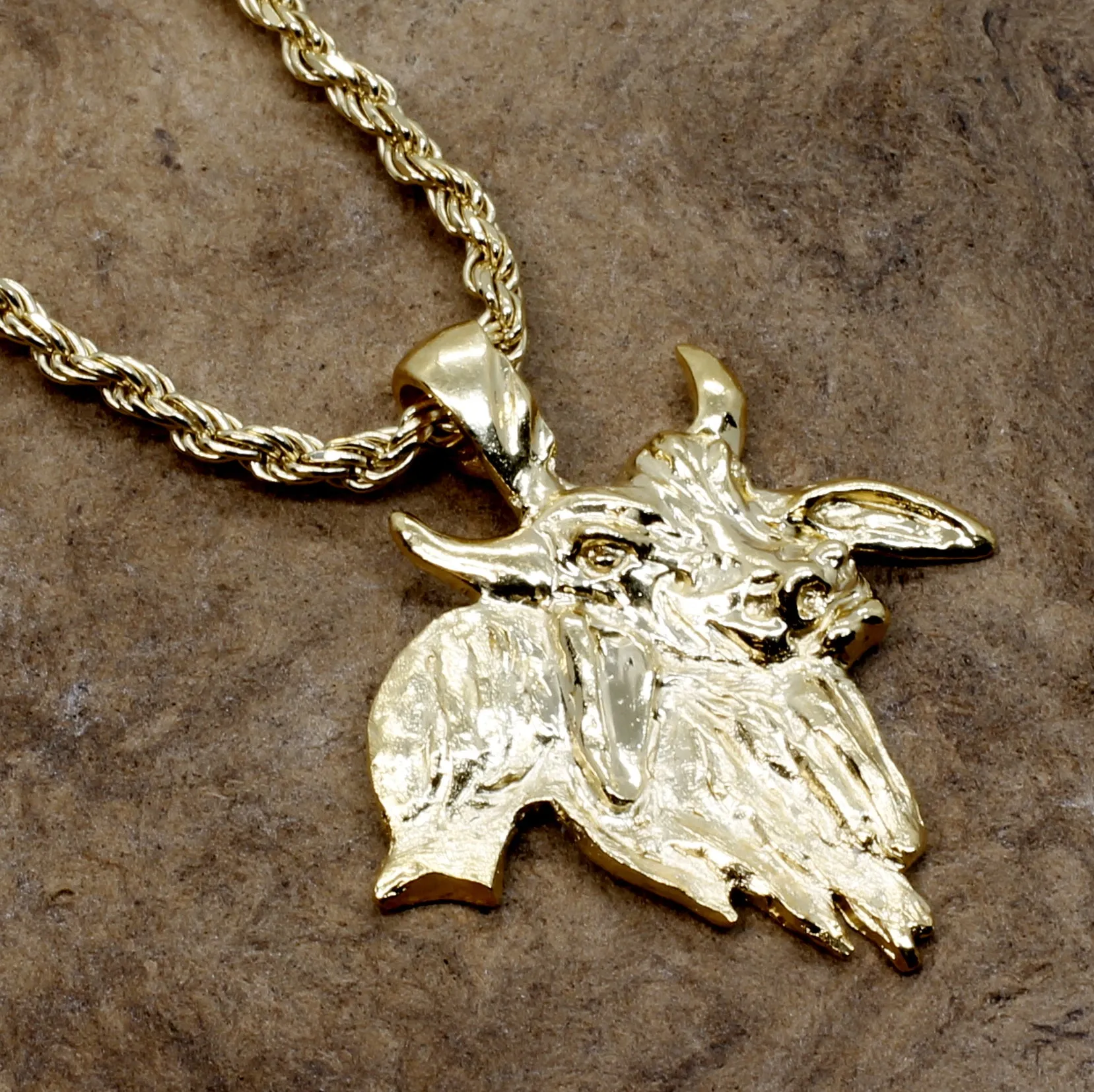 Gold Brahman Bull Necklace for him in 14kt Gold Vermeil