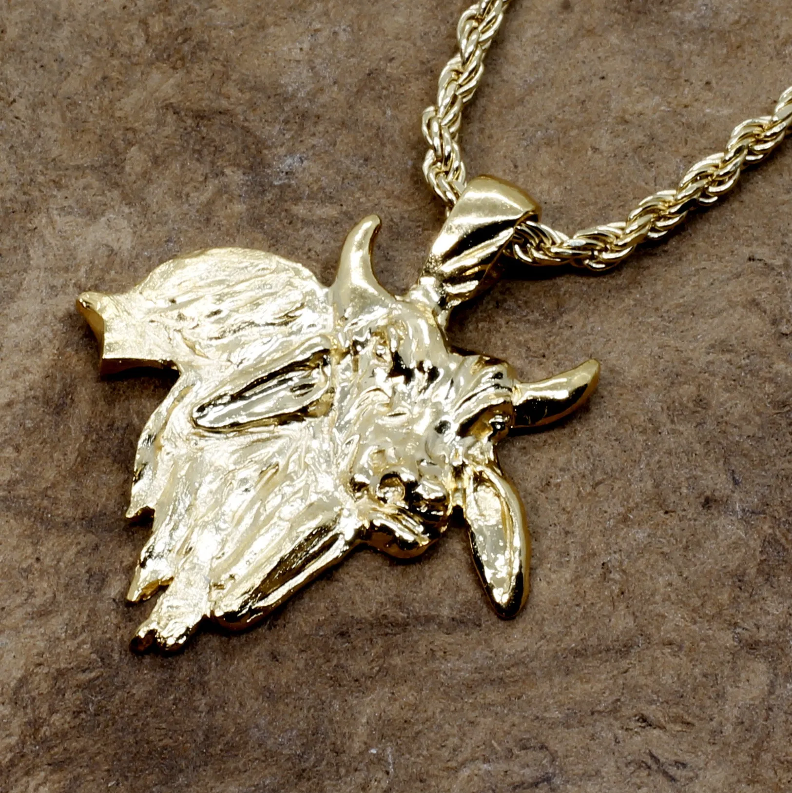 Gold Brahman Bull Necklace for him in 14kt Gold Vermeil