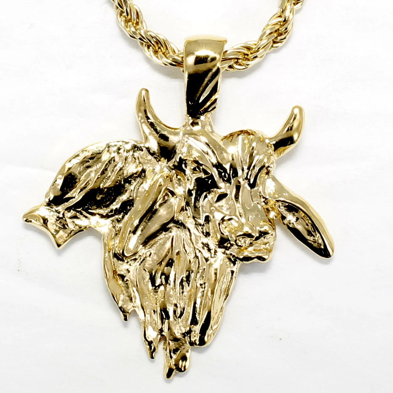 Gold Brahman Bull Necklace for him in 14kt Gold Vermeil