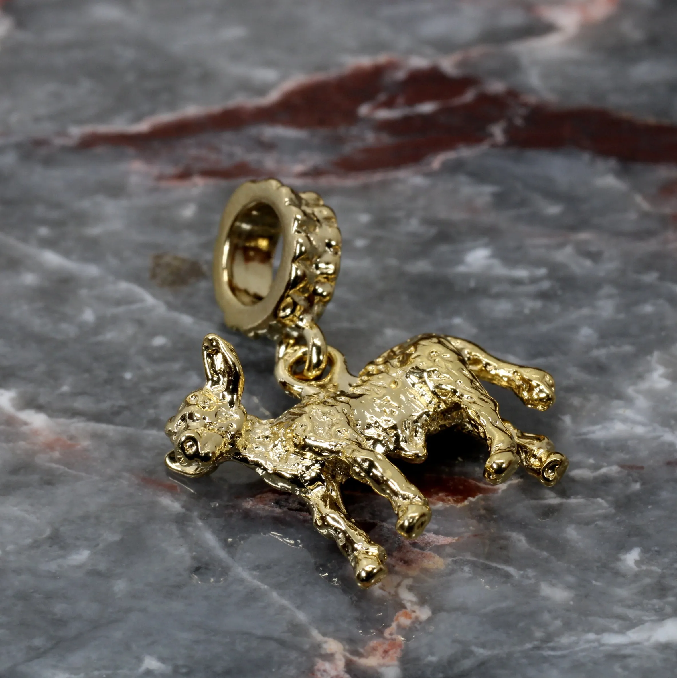 Gold Calf Slide Charm made in 14kt Gold Vermeil for slide bracelet