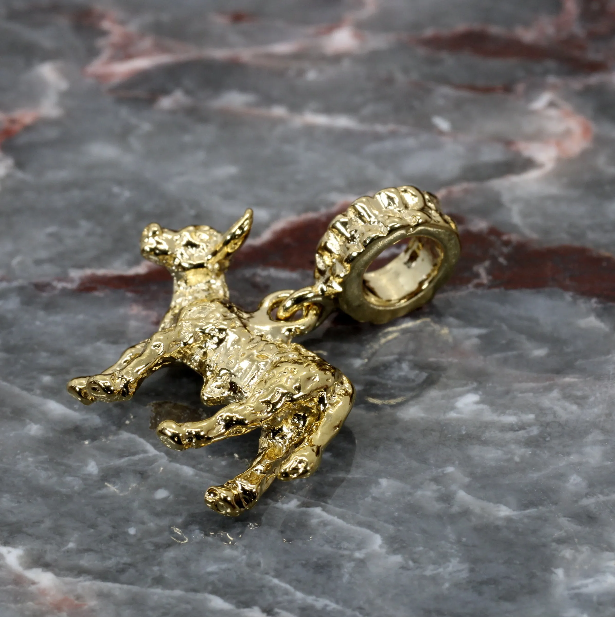 Gold Calf Slide Charm made in 14kt Gold Vermeil for slide bracelet