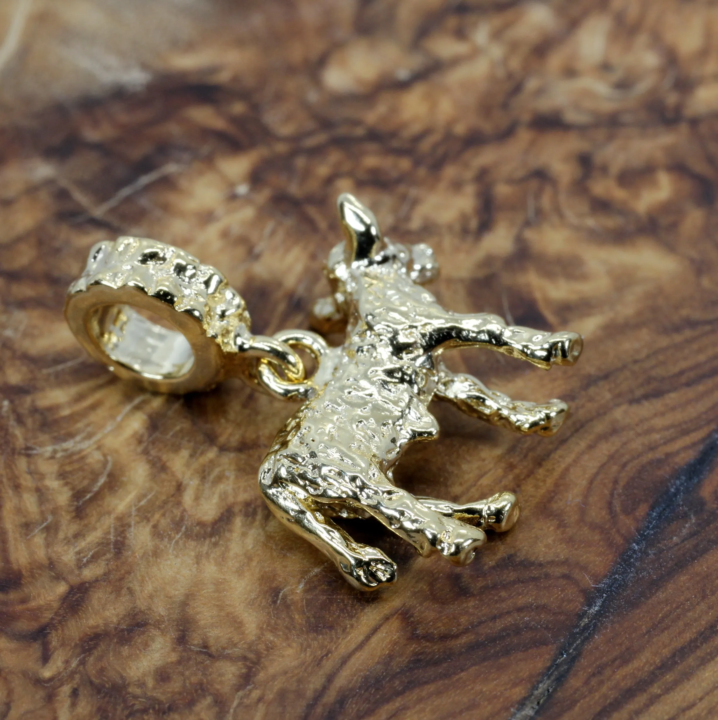 Gold Calf Slide Charm made in 14kt Gold Vermeil for slide bracelet