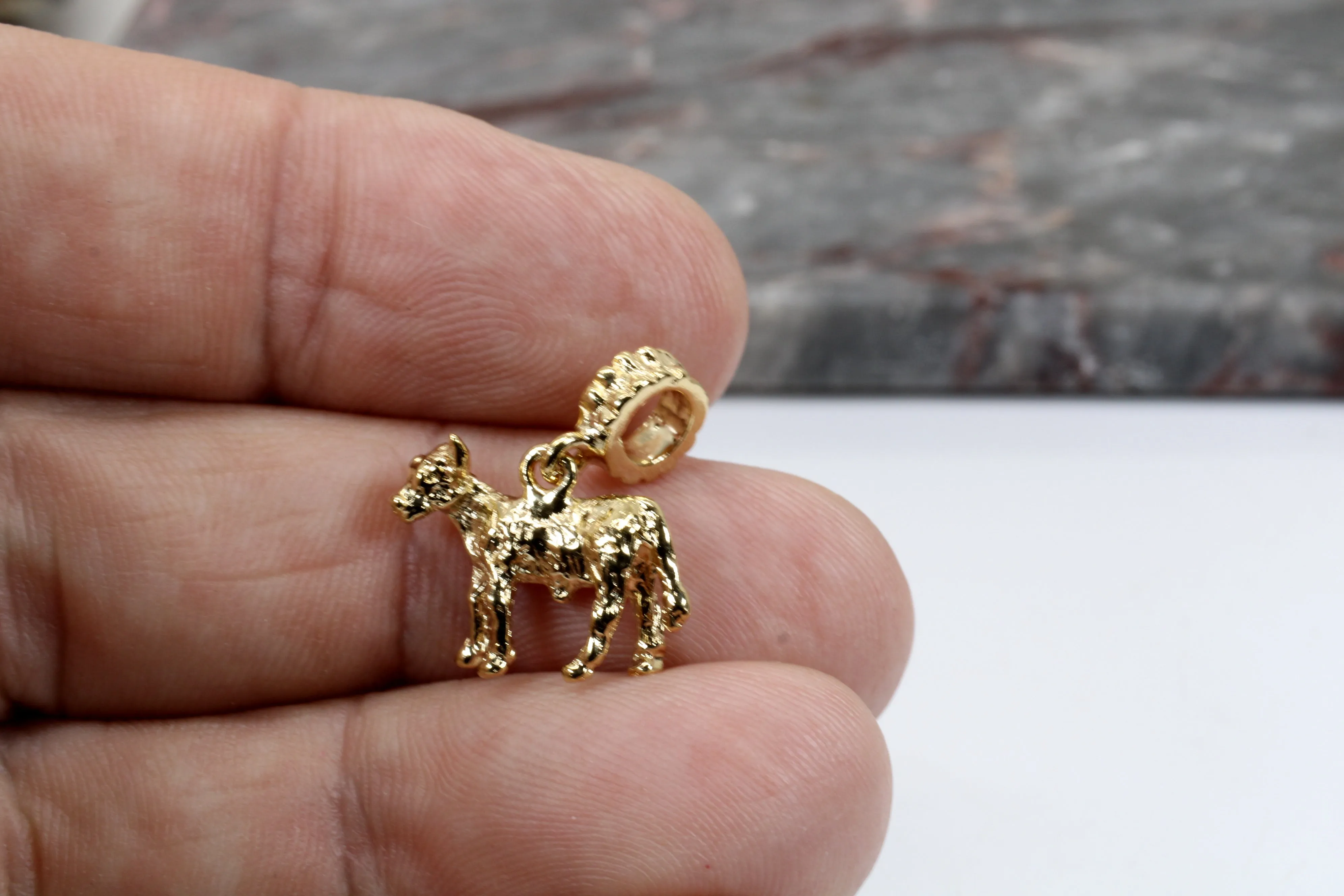 Gold Calf Slide Charm made in 14kt Gold Vermeil for slide bracelet