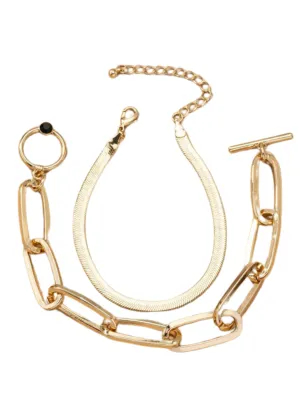 GOLD CHUNKY CHAIN BRACELET SET