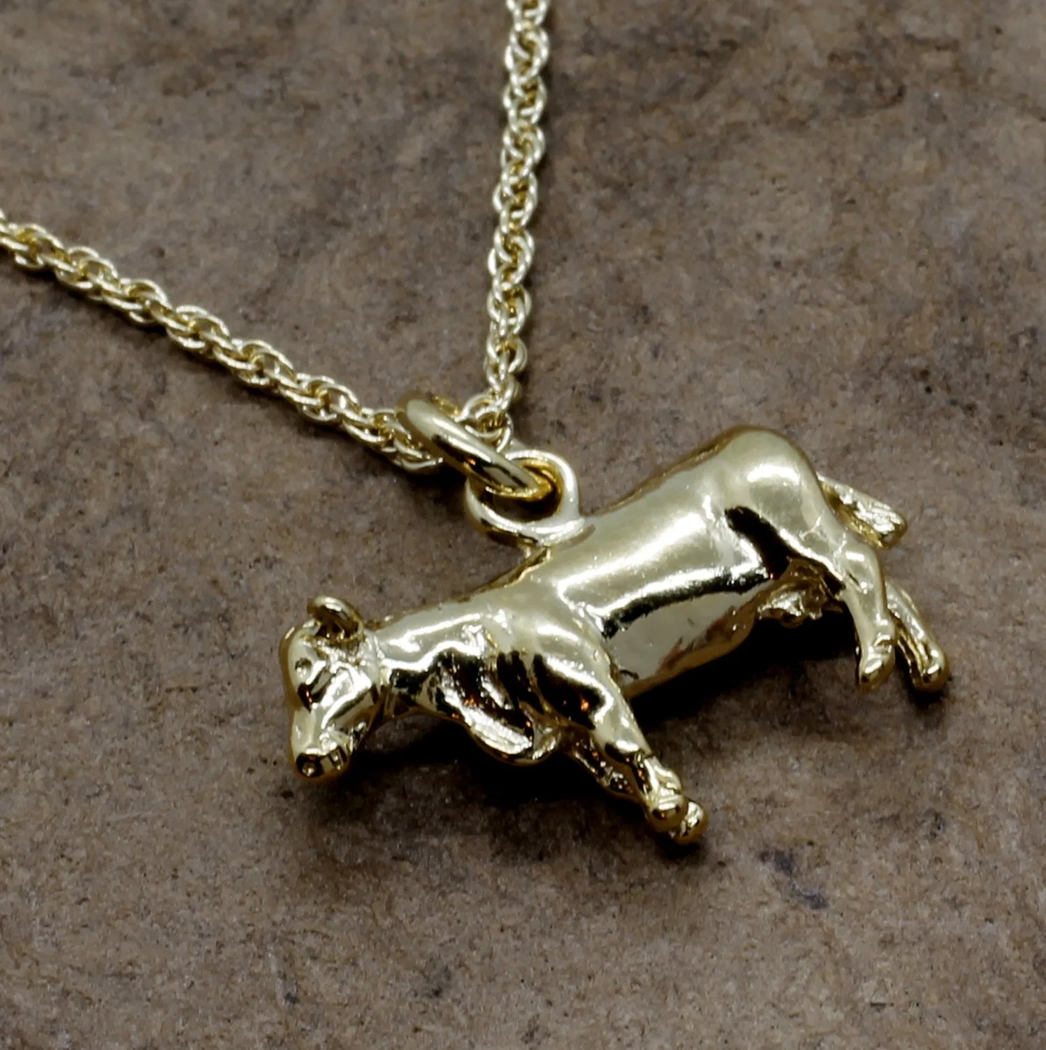 Gold Cow Necklace Gift for Her made in 14kt Gold Vermeil
