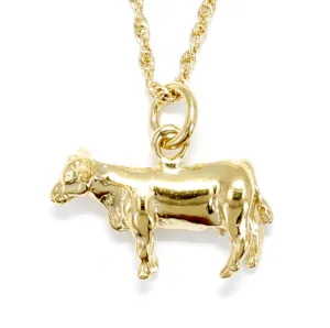 Gold Cow Necklace Gift for Her made in 14kt Gold Vermeil