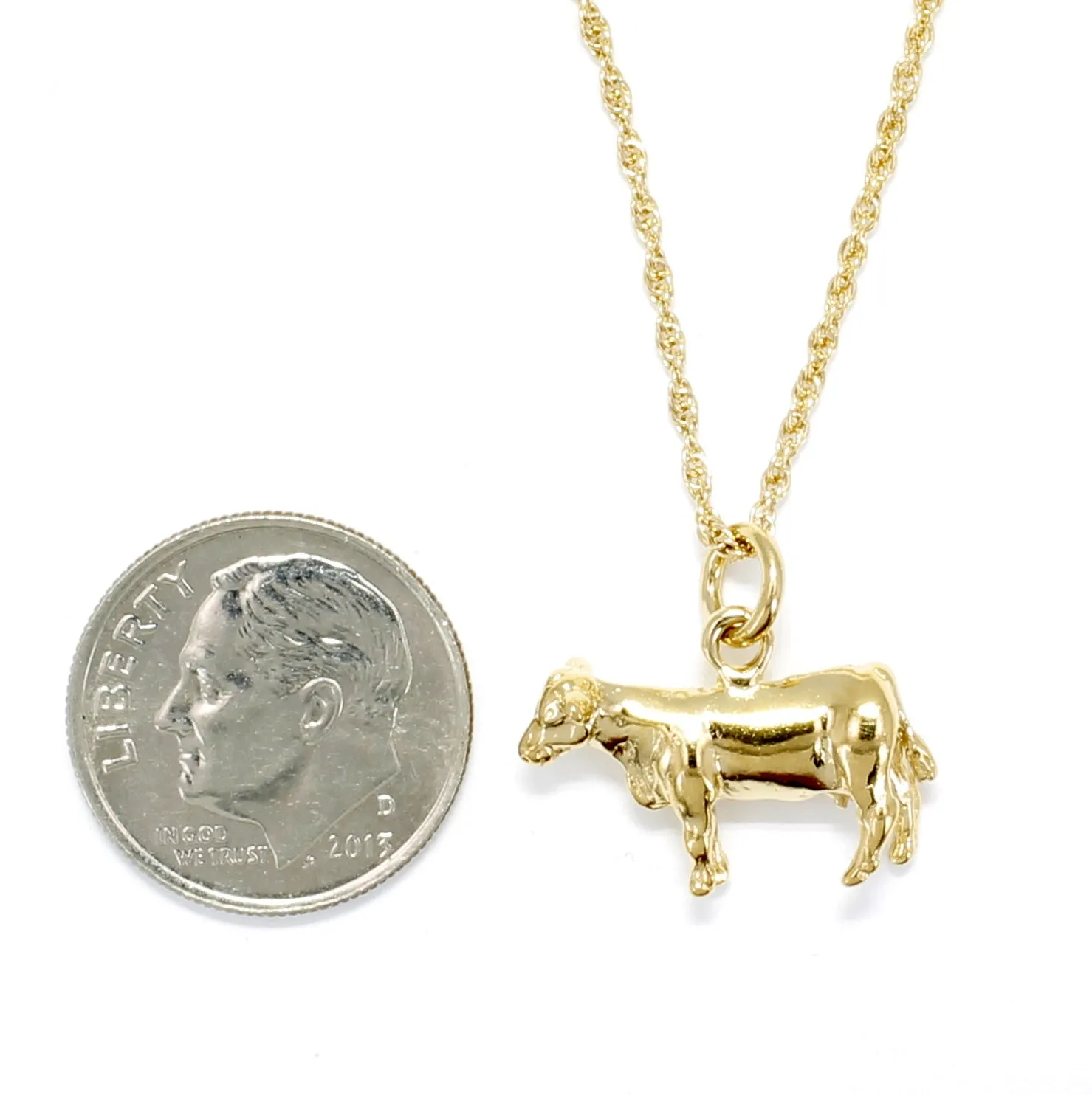 Gold Cow Necklace Gift for Her made in 14kt Gold Vermeil