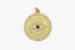 Gold Evil Eye/Blue Rhinestone Charm