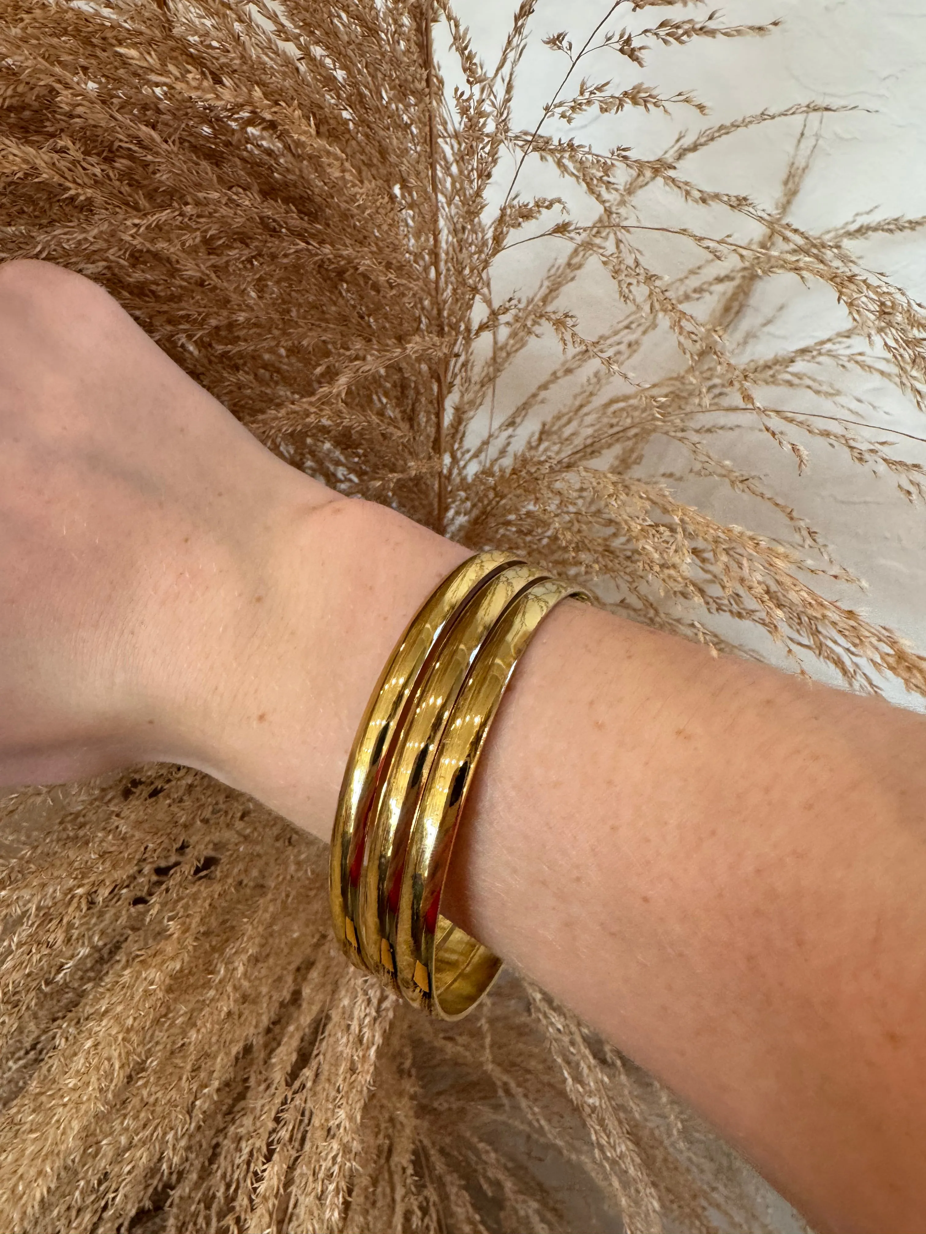 Gold Goddess Bangle Bracelet Set - Thick