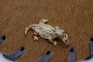 Gold Horned Toad Frog Charm made in 14kt Gold Vermeil