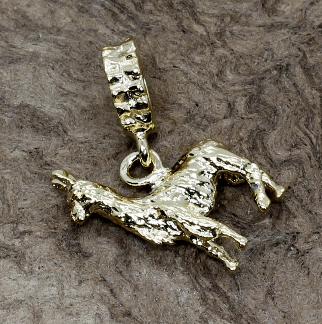 Gold Llama Slide Charm for Slide Bracelet made in 14kt Gold Vermeil