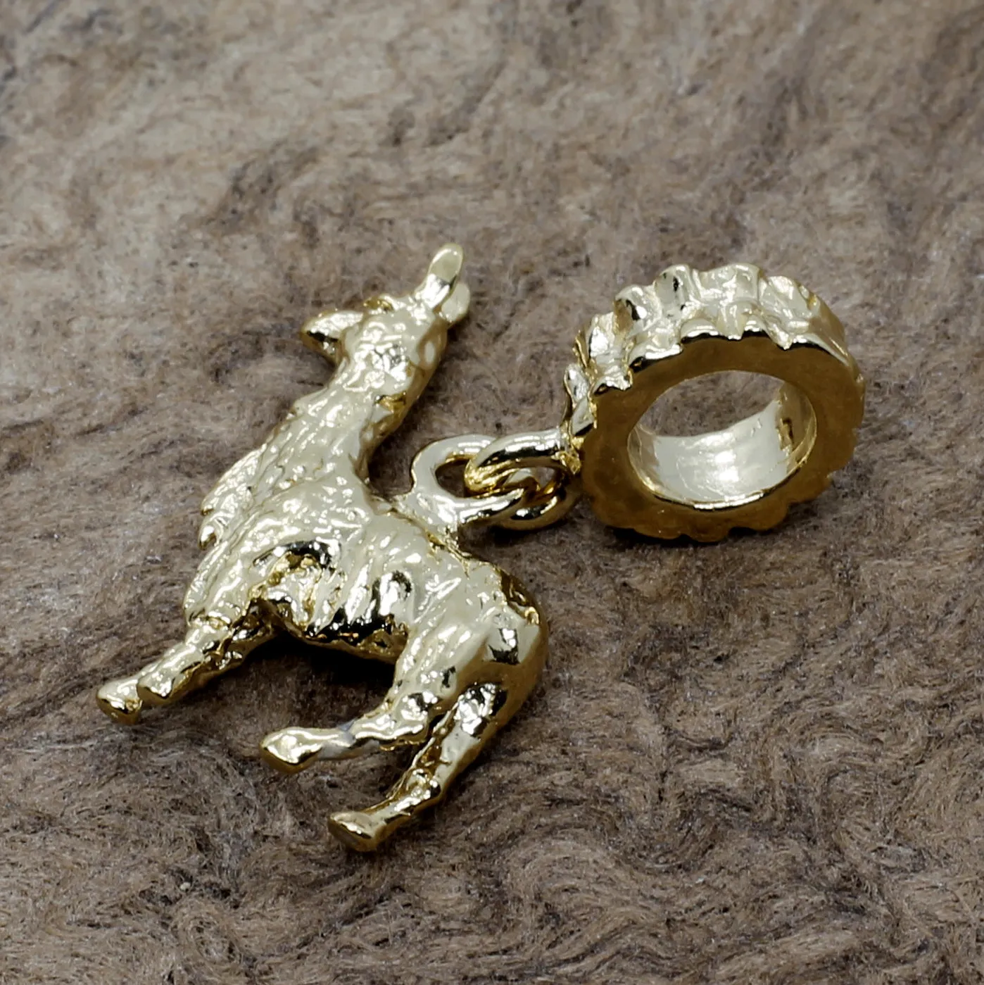 Gold Llama Slide Charm for Slide Bracelet made in 14kt Gold Vermeil