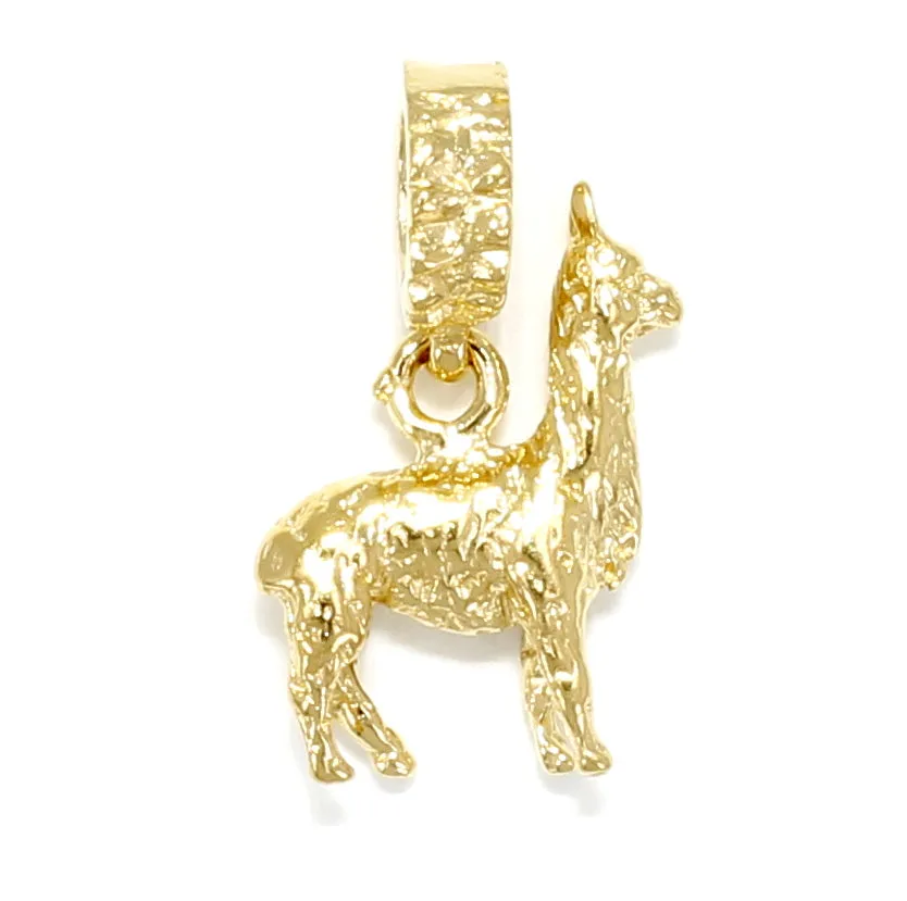 Gold Llama Slide Charm for Slide Bracelet made in 14kt Gold Vermeil