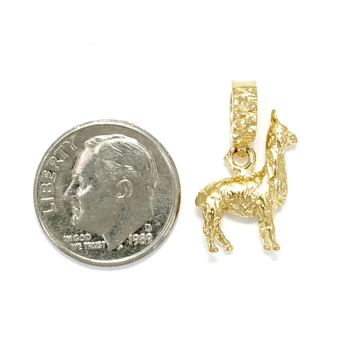 Gold Llama Slide Charm for Slide Bracelet made in 14kt Gold Vermeil