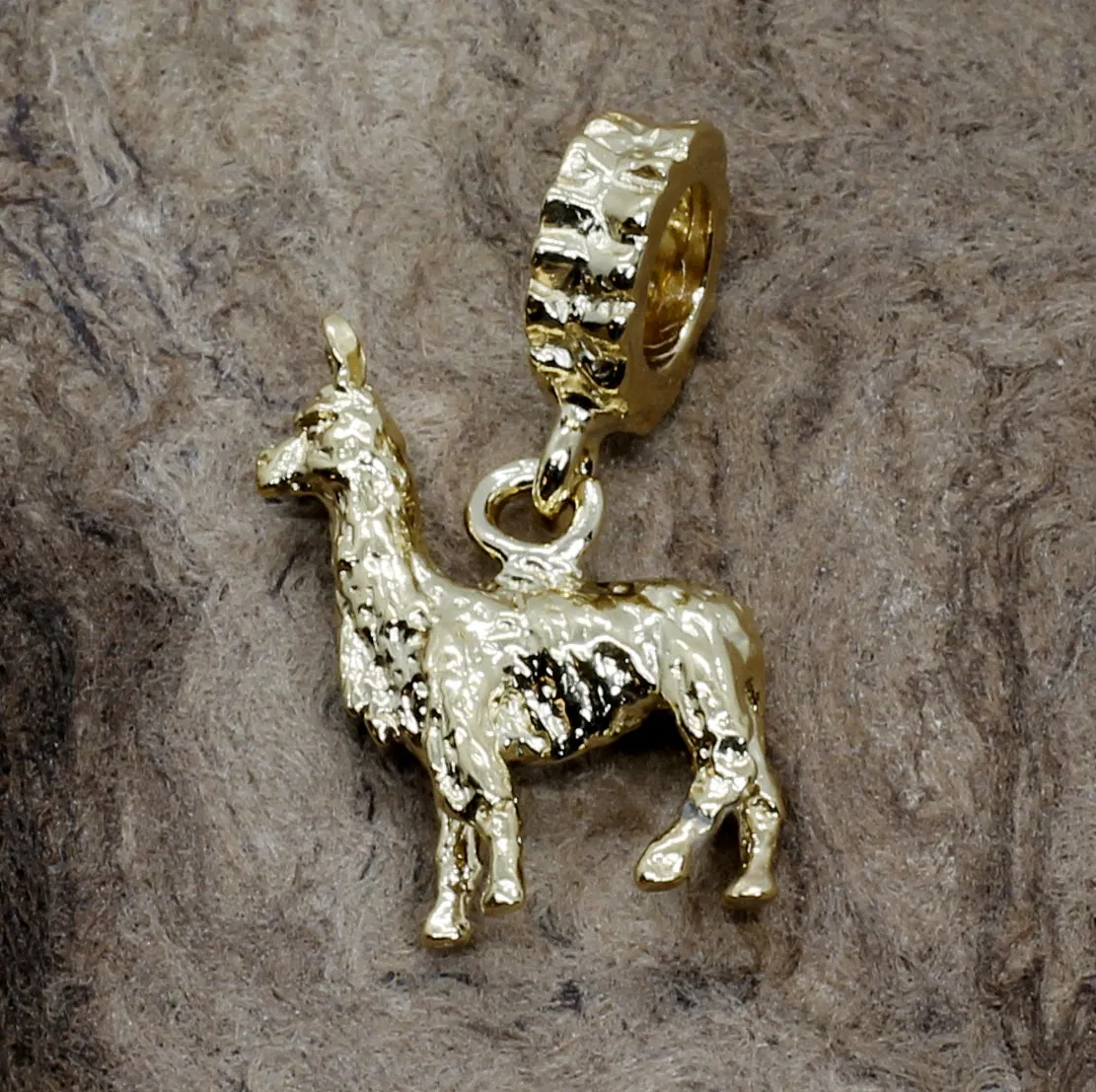 Gold Llama Slide Charm for Slide Bracelet made in 14kt Gold Vermeil